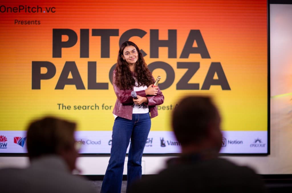 Catherine Mary Said winning Best AI Pitch Australia at Pitcha Palooza